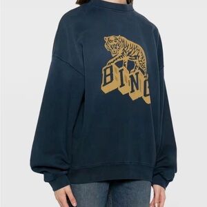 Navy Anine Bing Sweatshirt with Tiger Graphic
